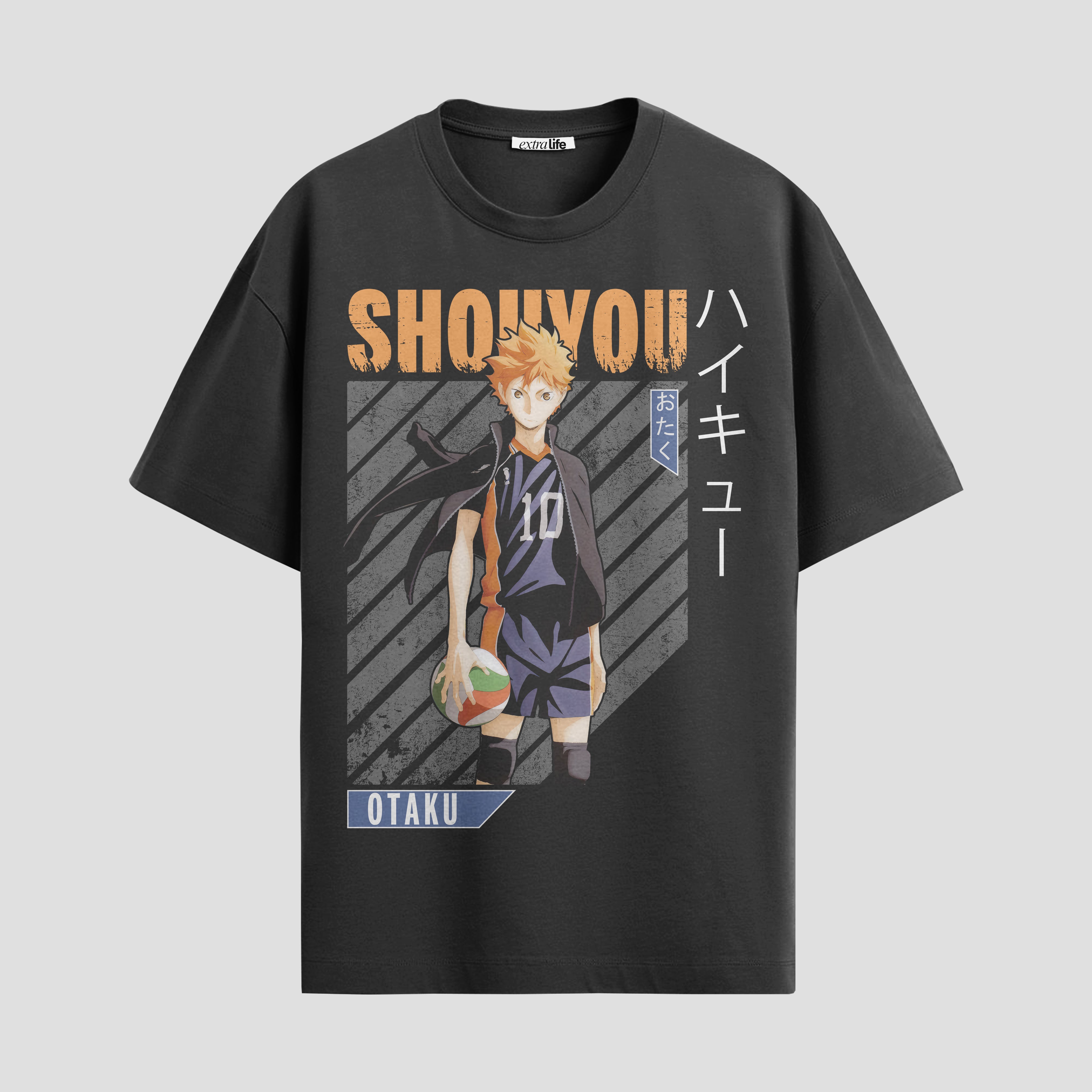 Playera urbana de anime y gaming ExtraLife MX, corte Standard Fit unisex ligero y transpirable en color Deep Black y Pure White, ropa de uso diario para gym y casual.