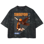 Playera streetwear premium de anime y gaming ExtraLife MX, corte boxy deluxe mineral wash heavyweight en color Acid Wash, moda urbana mexicana de culto.