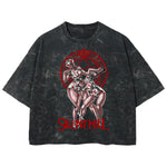 Playera streetwear premium de anime y gaming ExtraLife MX, corte boxy deluxe mineral wash heavyweight en color Acid Wash, moda urbana mexicana de culto.