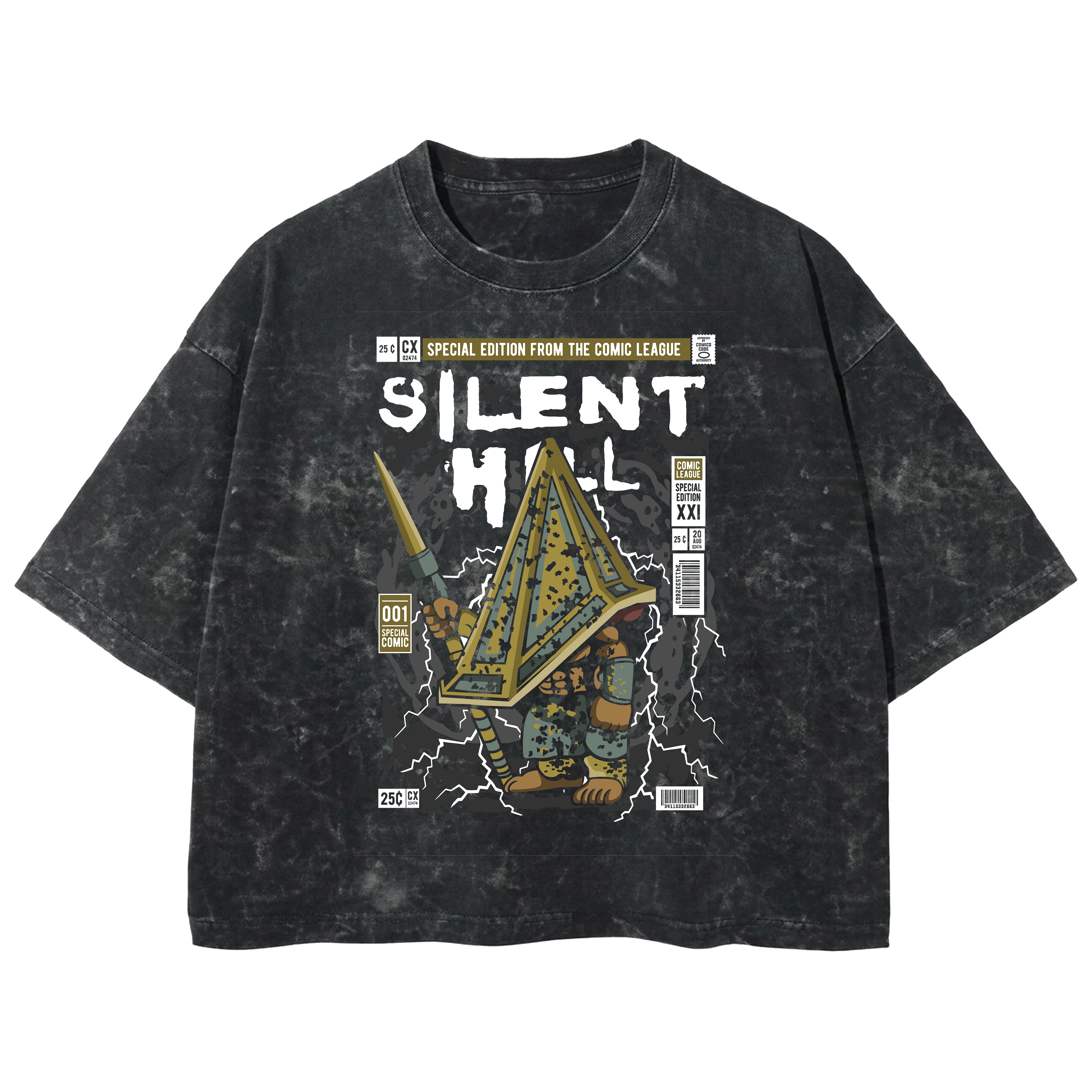 Playera streetwear premium de anime y gaming ExtraLife MX, corte boxy deluxe mineral wash heavyweight en color Acid Wash, moda urbana mexicana de culto.