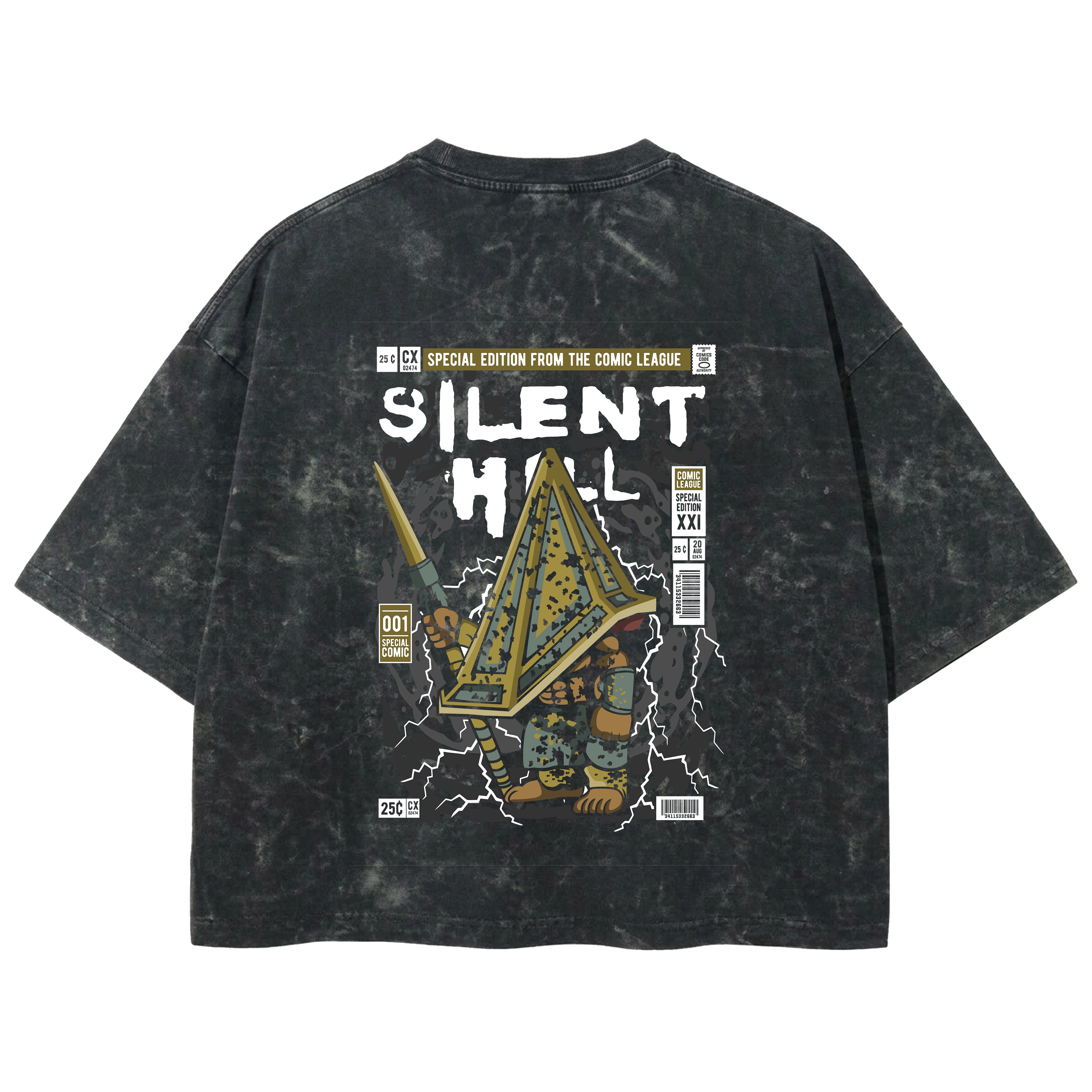 Playera streetwear premium de anime y gaming ExtraLife MX, corte boxy deluxe mineral wash heavyweight en color Acid Wash, moda urbana mexicana de culto.