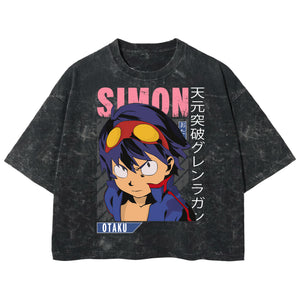 Playera streetwear premium de anime y gaming ExtraLife MX, corte boxy deluxe mineral wash heavyweight en color Acid Wash, moda urbana mexicana de culto.
