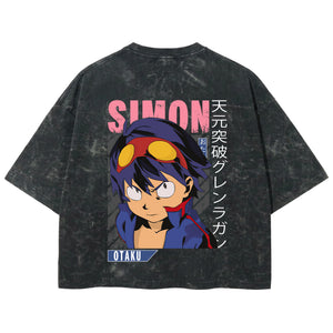 Playera streetwear premium de anime y gaming ExtraLife MX, corte boxy deluxe mineral wash heavyweight en color Acid Wash, moda urbana mexicana de culto.
