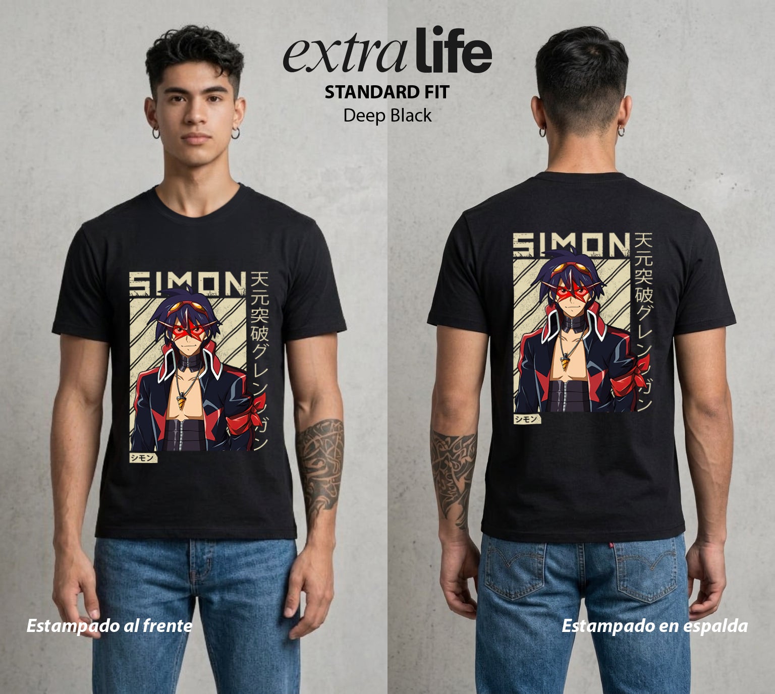 Mas Alla del Cielo | El Spiral del Bien #04015 - Playera Standard Fit | Deep Black - Foto en modelo