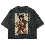 Playera streetwear premium de anime y gaming ExtraLife MX, corte boxy deluxe mineral wash heavyweight en color Acid Wash, moda urbana mexicana de culto.