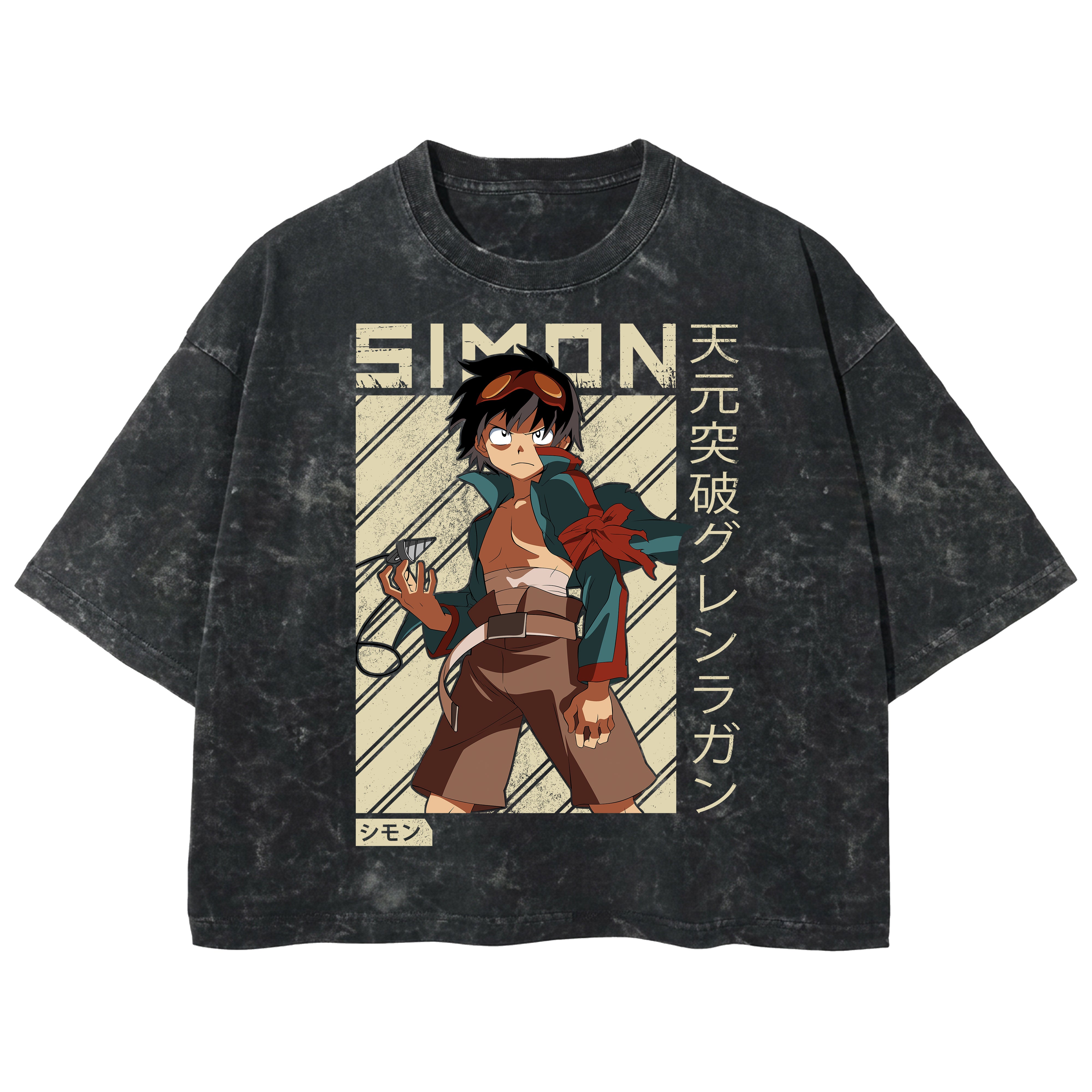 Playera streetwear premium de anime y gaming ExtraLife MX, corte boxy deluxe mineral wash heavyweight en color Acid Wash, moda urbana mexicana de culto.