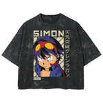 Playera streetwear premium de anime y gaming ExtraLife MX, corte boxy deluxe mineral wash heavyweight en color Acid Wash, moda urbana mexicana de culto.