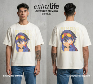 Mas Alla del Cielo | La Broca del Universo #04017 - Playera Oversized Premium | Off White - Foto en modelo