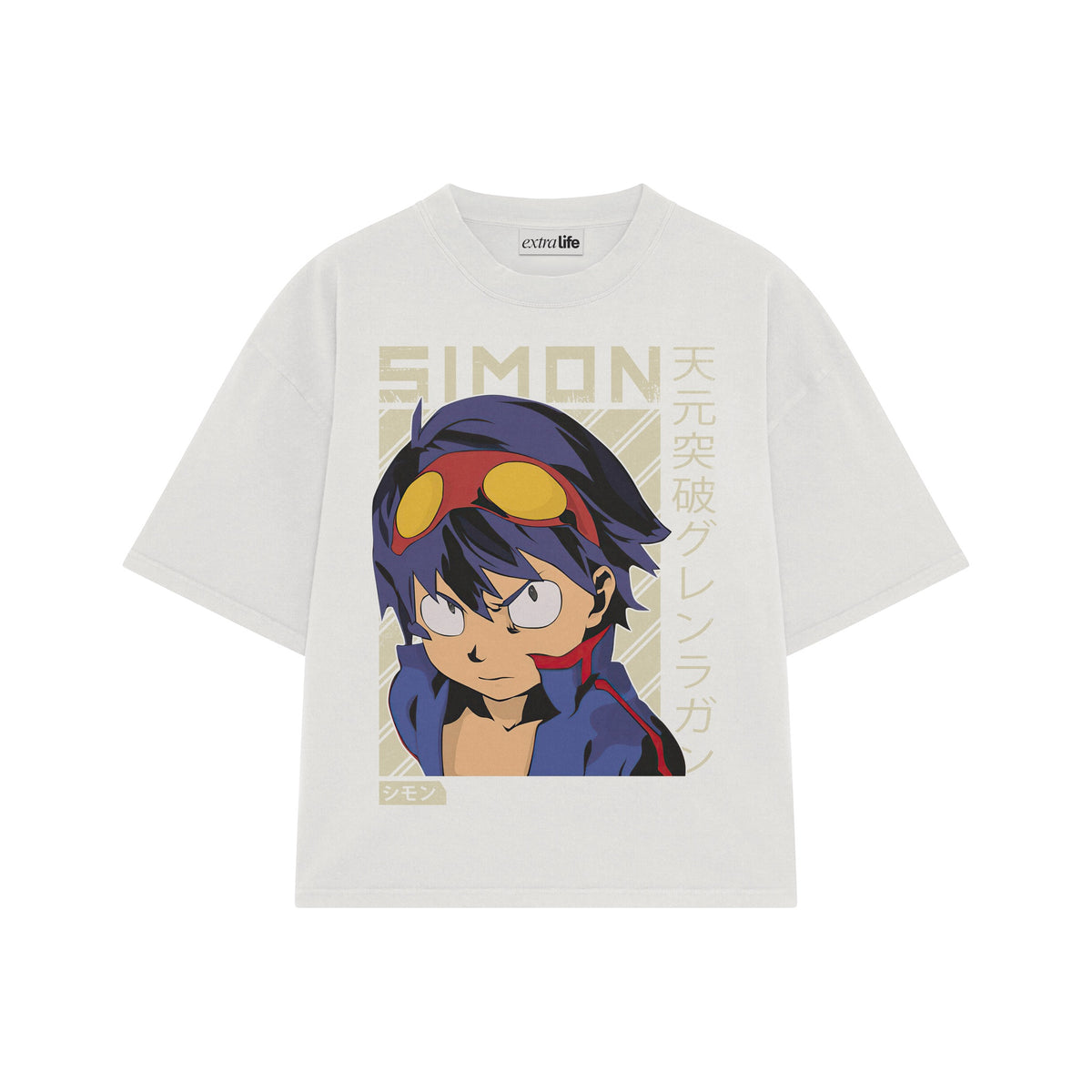 Playera streetwear premium de anime y gaming ExtraLife MX, corte oversized drop shoulder ligero y fresco en color Deep Black y Off-White, moda urbana mexicana de culto.