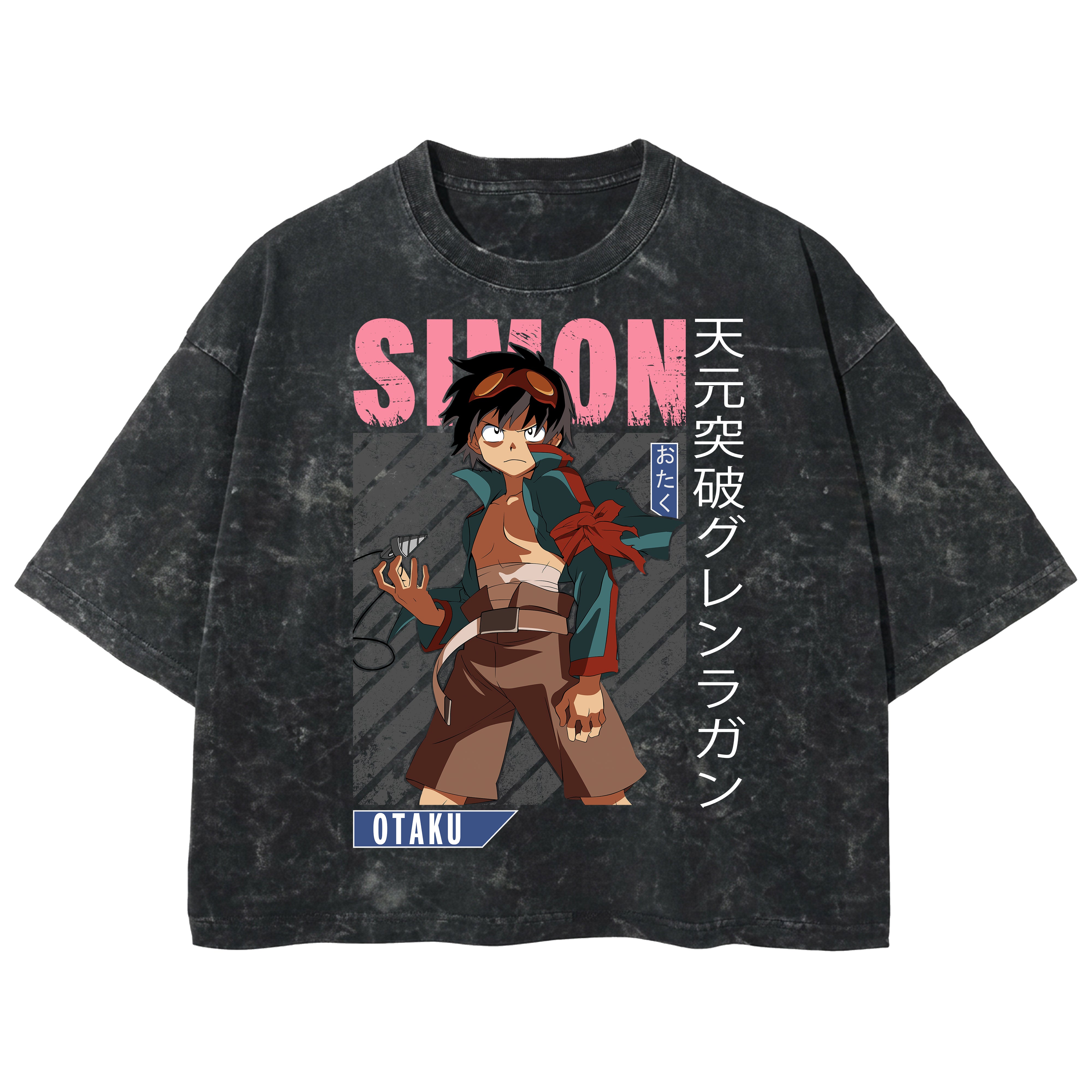 Playera streetwear premium de anime y gaming ExtraLife MX, corte boxy deluxe mineral wash heavyweight en color Acid Wash, moda urbana mexicana de culto.