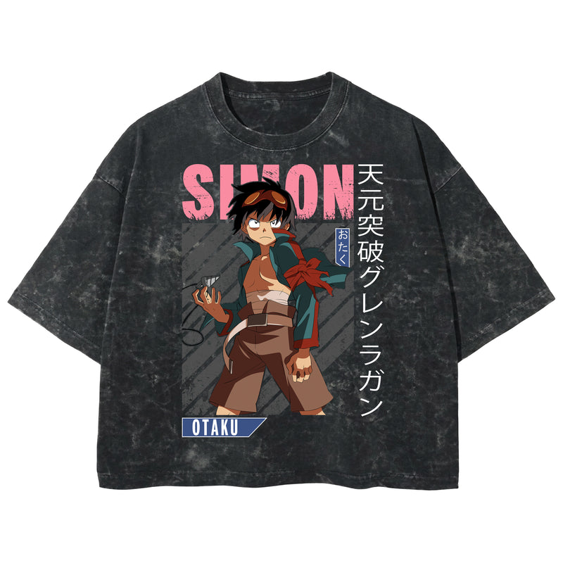 Playera streetwear premium de anime y gaming ExtraLife MX, corte boxy deluxe mineral wash heavyweight en color Acid Wash, moda urbana mexicana de culto.