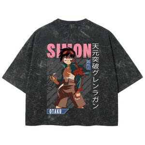 Playera streetwear premium de anime y gaming ExtraLife MX, corte boxy deluxe mineral wash heavyweight en color Acid Wash, moda urbana mexicana de culto.