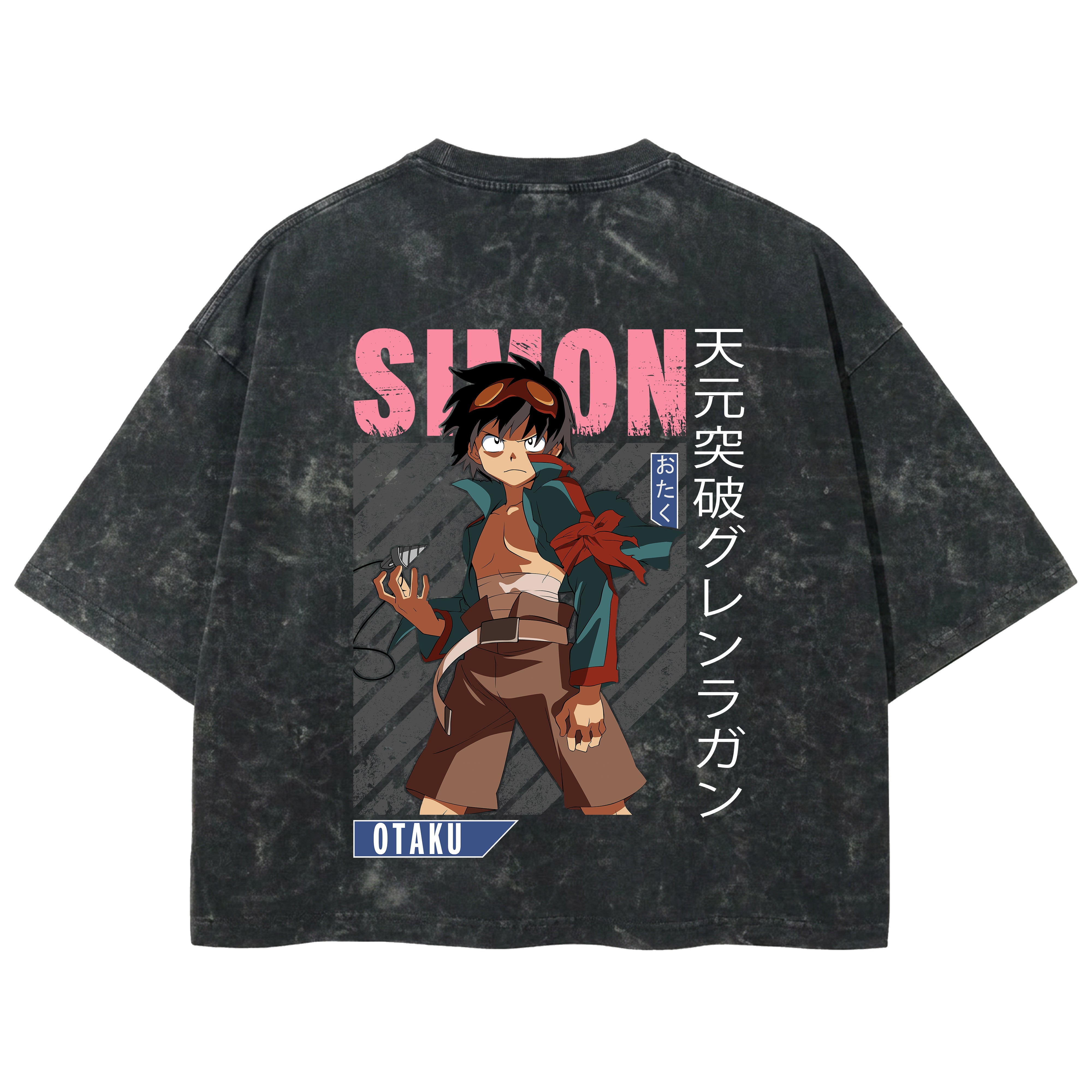 Playera streetwear premium de anime y gaming ExtraLife MX, corte boxy deluxe mineral wash heavyweight en color Acid Wash, moda urbana mexicana de culto.