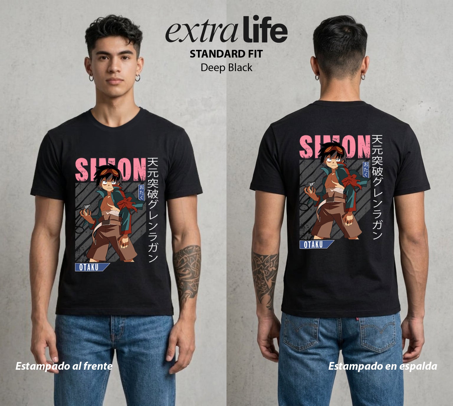 Mas Alla del Cielo | El Spiral del Bien #04019 - Playera Standard Fit | Deep Black - Foto en modelo