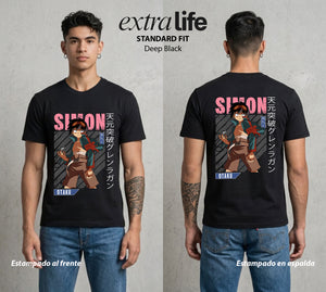 Mas Alla del Cielo | El Spiral del Bien #04019 - Playera Standard Fit | Deep Black - Foto en modelo