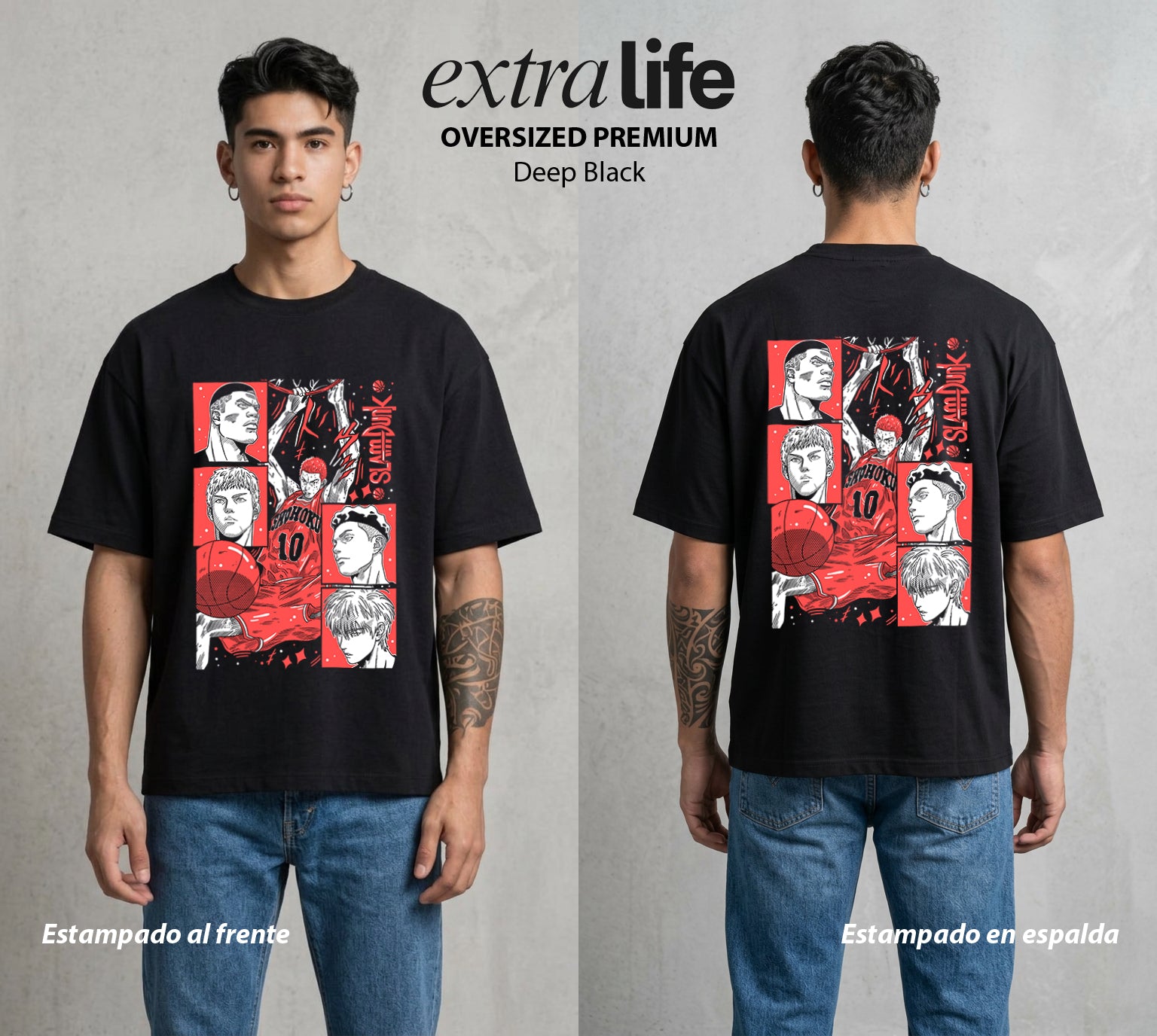 La Cancha del Destino | Los del Tablero #04021 - Playera Oversized Premium | Deep Black - Foto en modelo