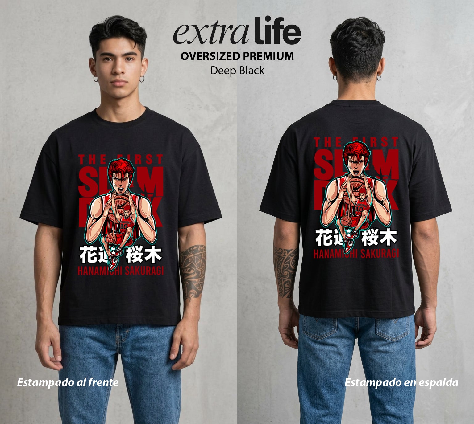 La Cancha del Destino | El Genio Novato #04023 - Playera Oversized Premium | Deep Black - Foto en modelo