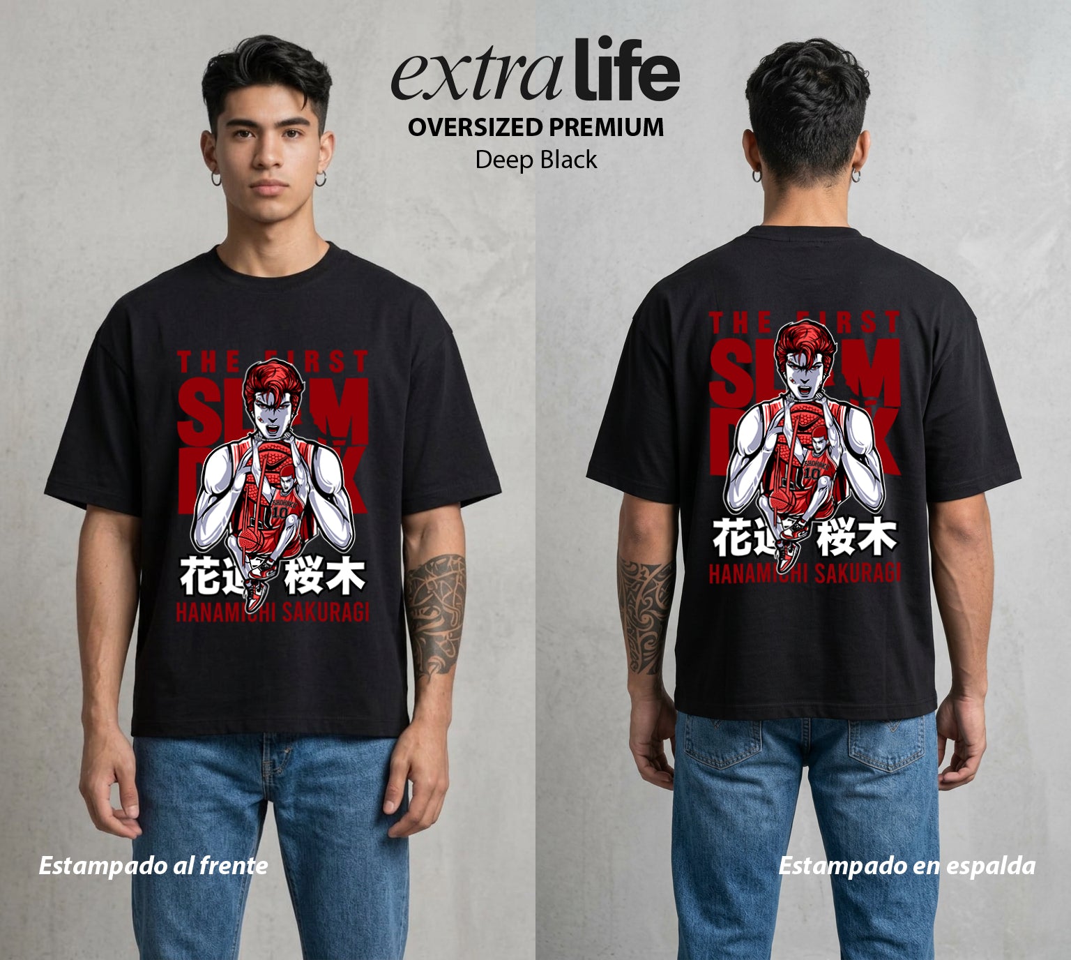 La Cancha del Destino | El Genio Novato #04024 - Playera Oversized Premium | Deep Black - Foto en modelo