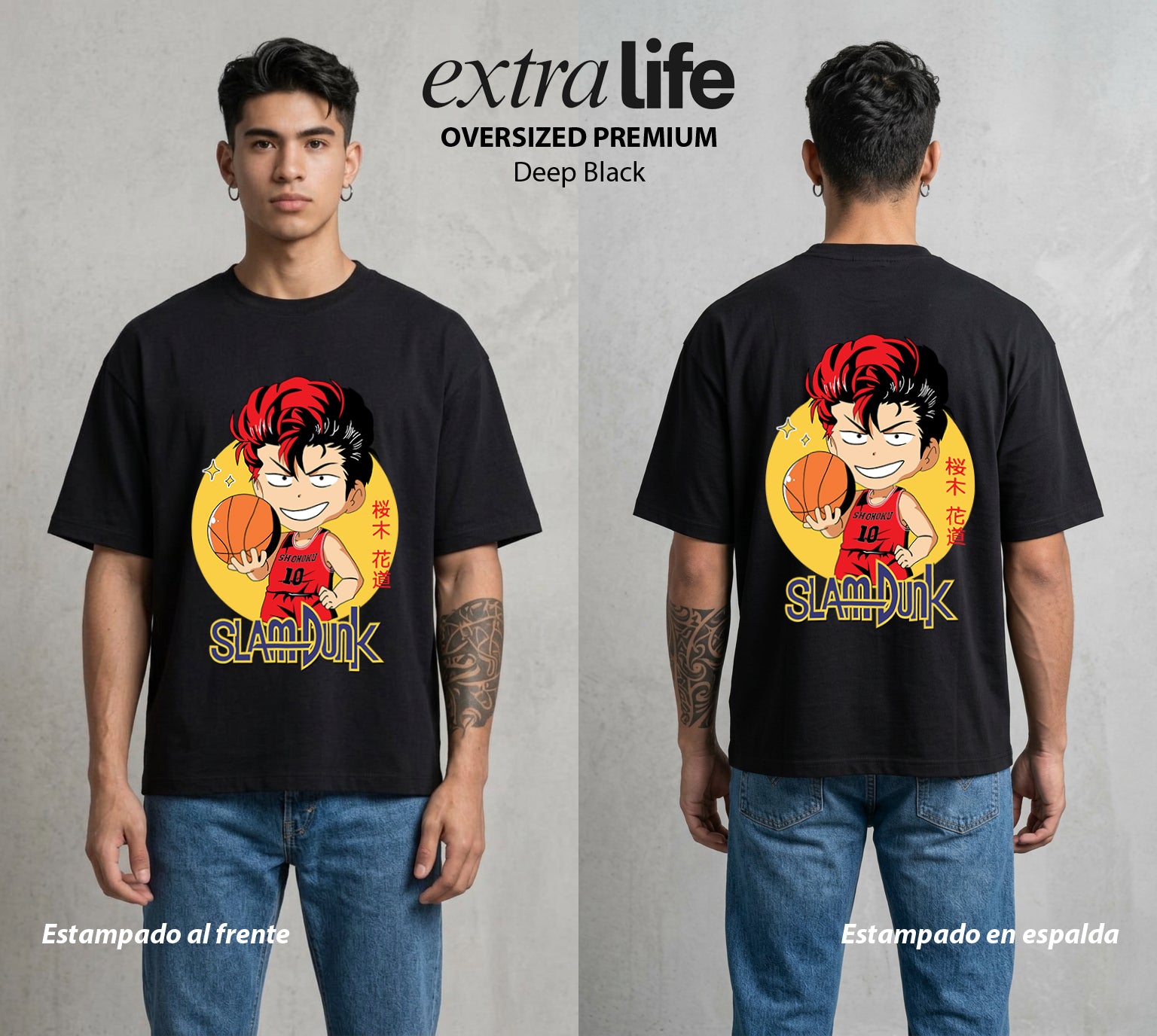 La Cancha del Destino | El Genio del Tablero #04025 - Playera Oversized Premium | Deep Black - Foto en modelo