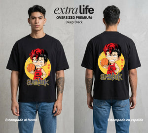 La Cancha del Destino | El Genio del Tablero #04025 - Playera Oversized Premium | Deep Black - Foto en modelo