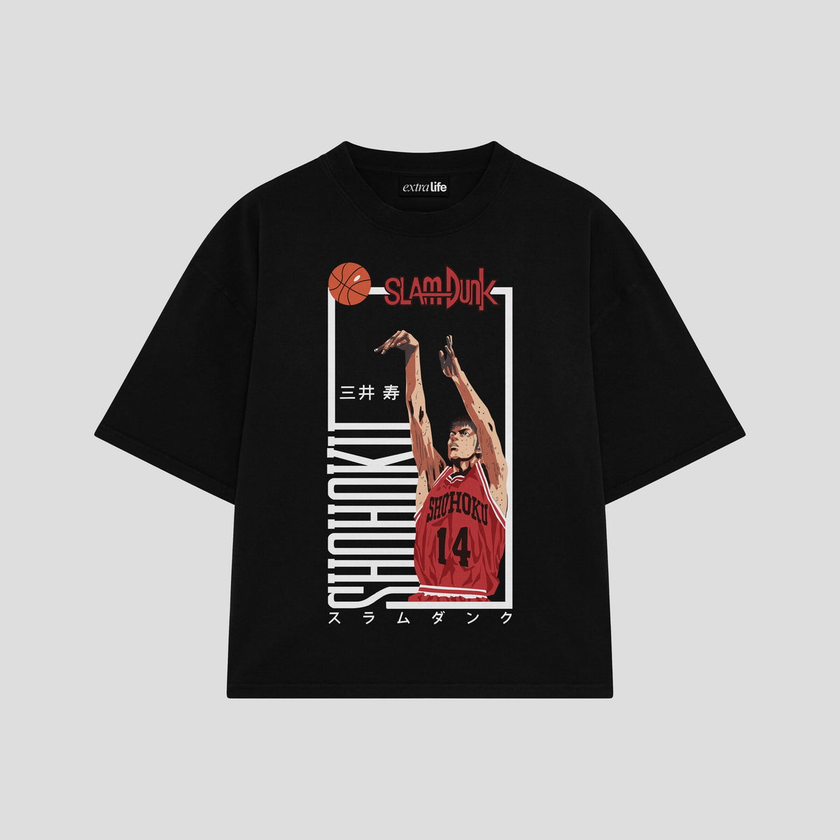Playera streetwear premium de anime y gaming ExtraLife MX, corte oversized drop shoulder ligero y fresco en color Deep Black y Off-White, moda urbana mexicana de culto.