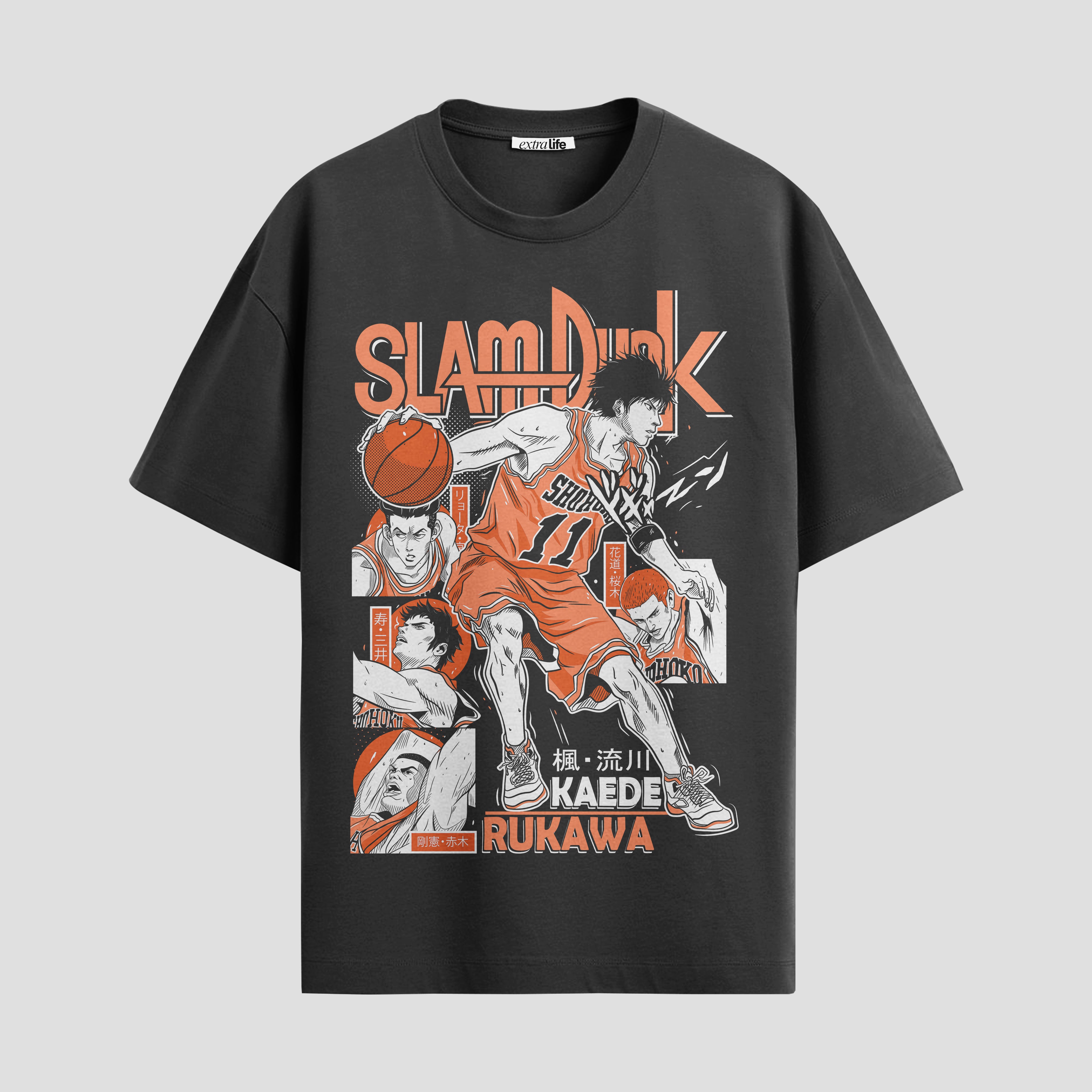 Playera urbana de anime y gaming ExtraLife MX, corte Standard Fit unisex ligero y transpirable en color Deep Black y Pure White, ropa de uso diario para gym y casual.