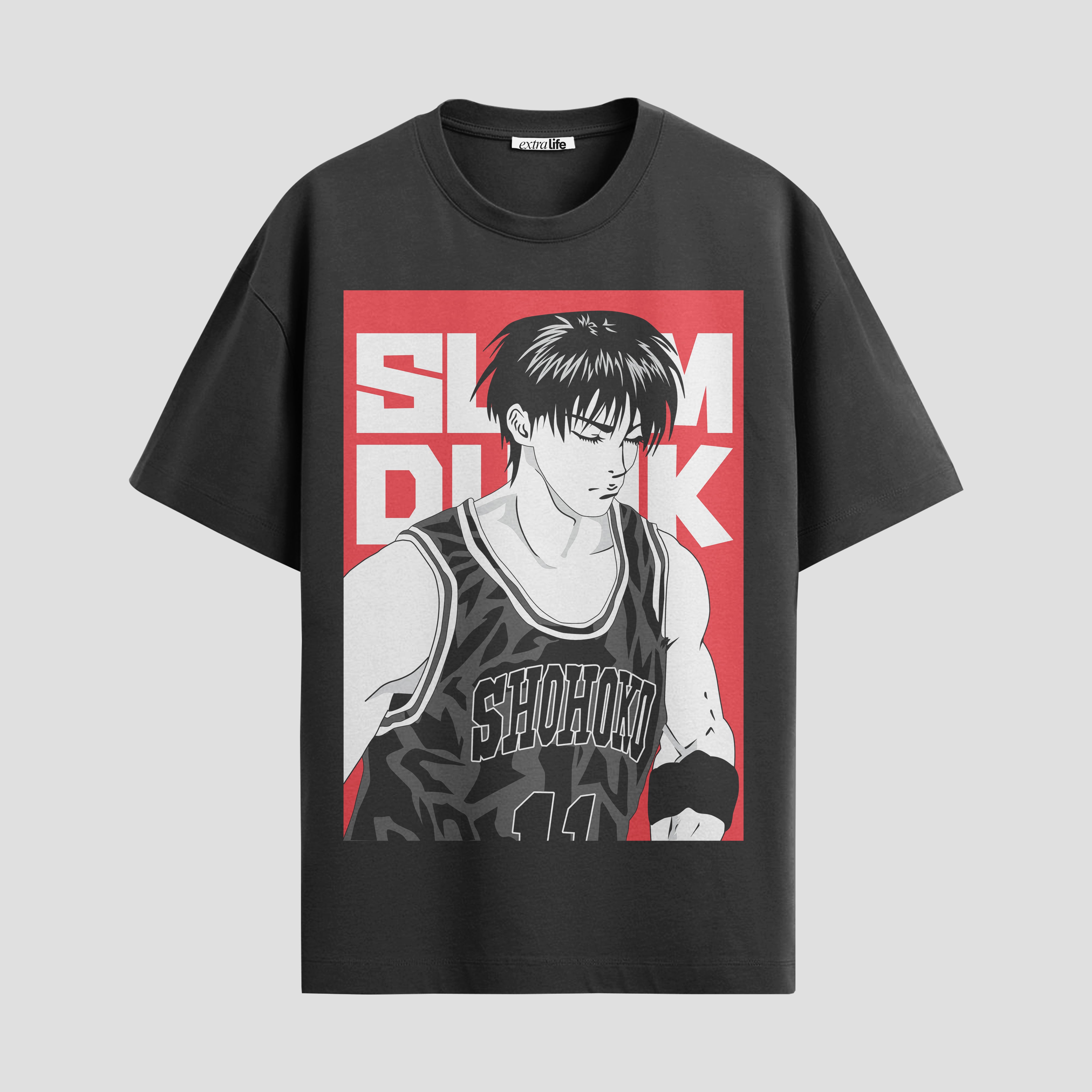 Playera urbana de anime y gaming ExtraLife MX, corte Standard Fit unisex ligero y transpirable en color Deep Black y Pure White, ropa de uso diario para gym y casual.