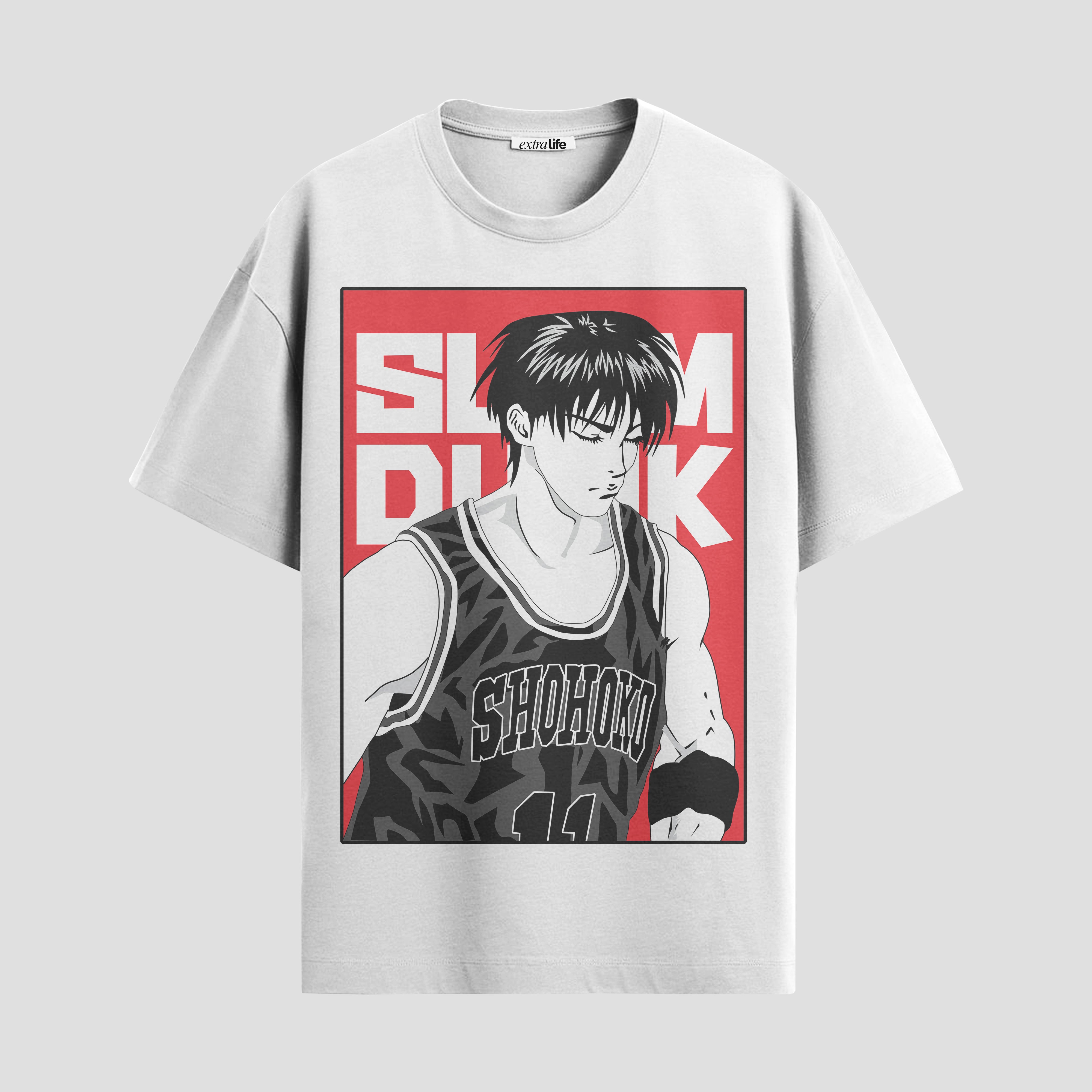 Playera urbana de anime y gaming ExtraLife MX, corte Standard Fit unisex ligero y transpirable en color Deep Black y Pure White, ropa de uso diario para gym y casual.