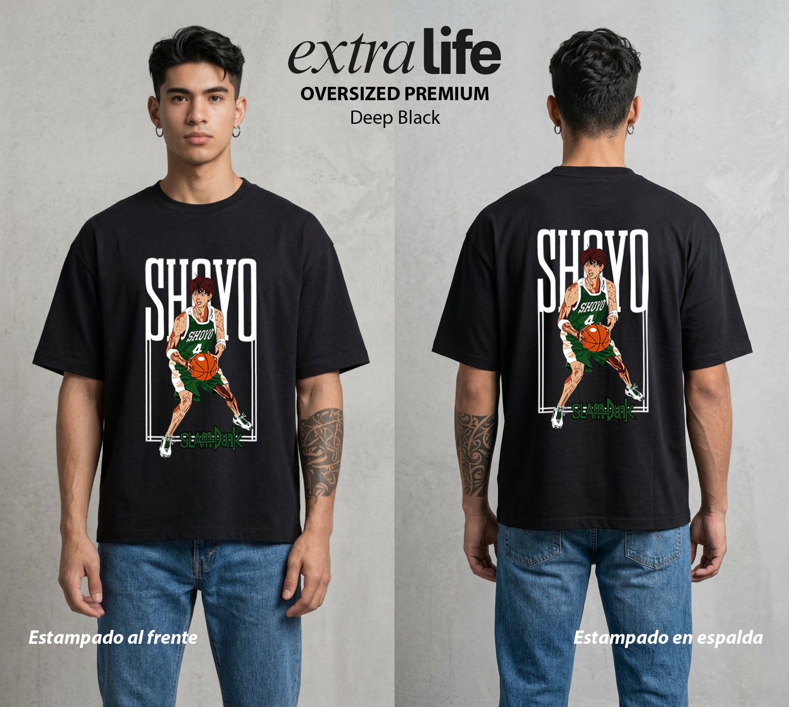 La Cancha del Destino | El Capitan del Rival #04032 - Playera Oversized Premium | Deep Black - Foto en modelo