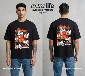 La Cancha del Destino | El Tirador del Bien #04033 - Playera Oversized Premium | Deep Black - Foto en modelo