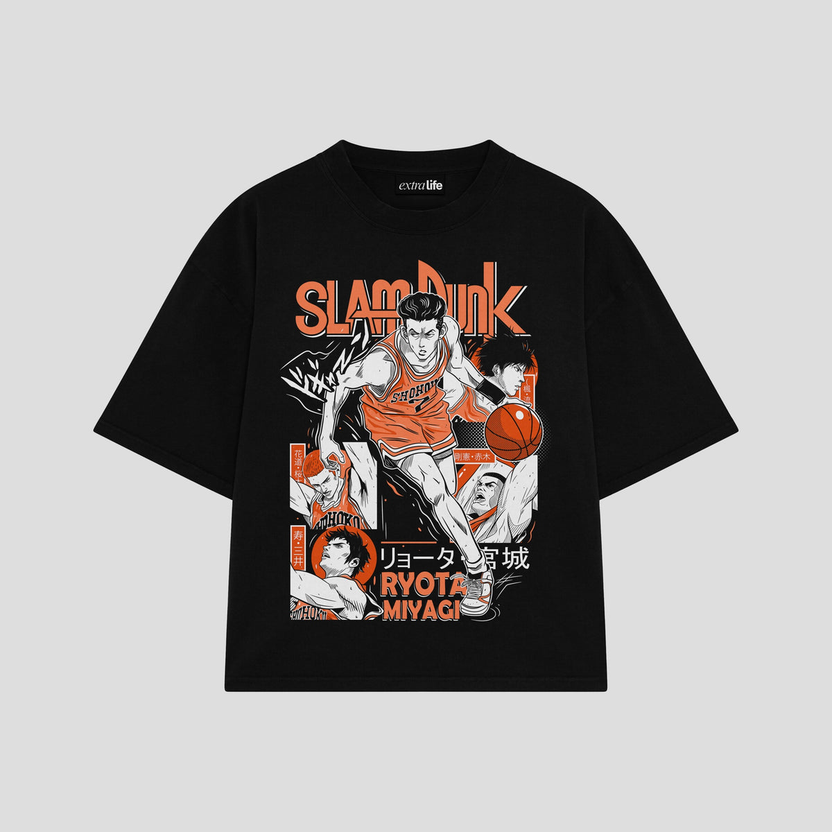 Playera streetwear premium de anime y gaming ExtraLife MX, corte oversized drop shoulder ligero y fresco en color Deep Black y Off-White, moda urbana mexicana de culto.
