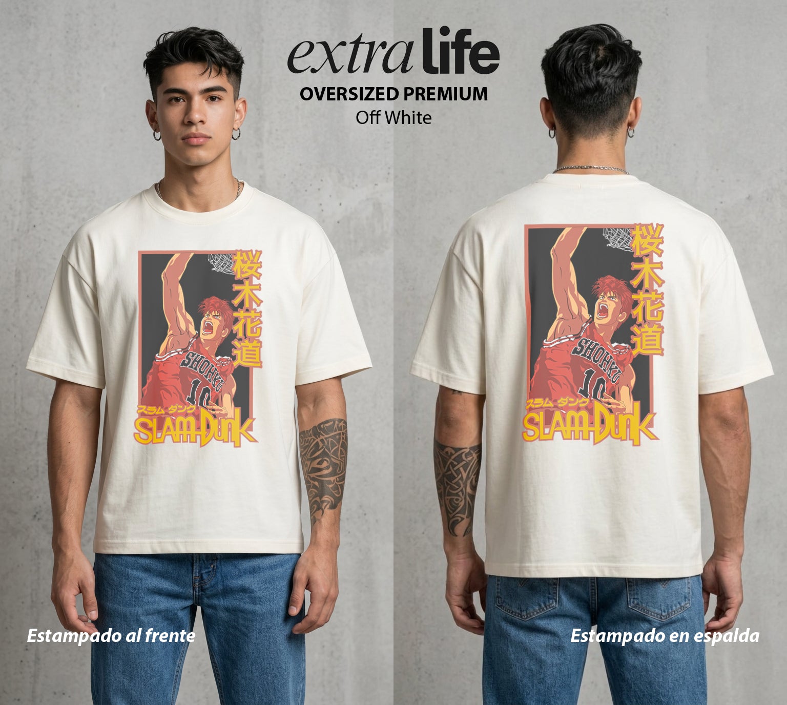 La Cancha del Destino | El Novato del Bien #04036 - Playera Oversized Premium | Off White - Foto en modelo