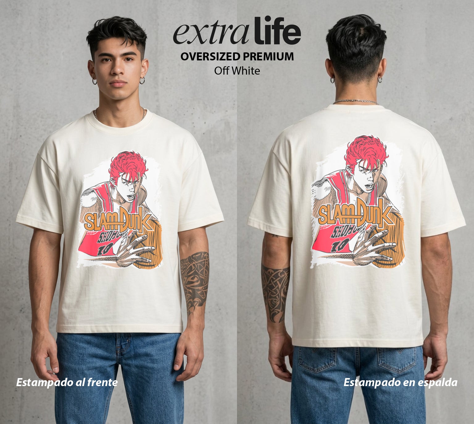 La Cancha del Destino | El Genio del Tablero #04037 - Playera Oversized Premium | Off White - Foto en modelo