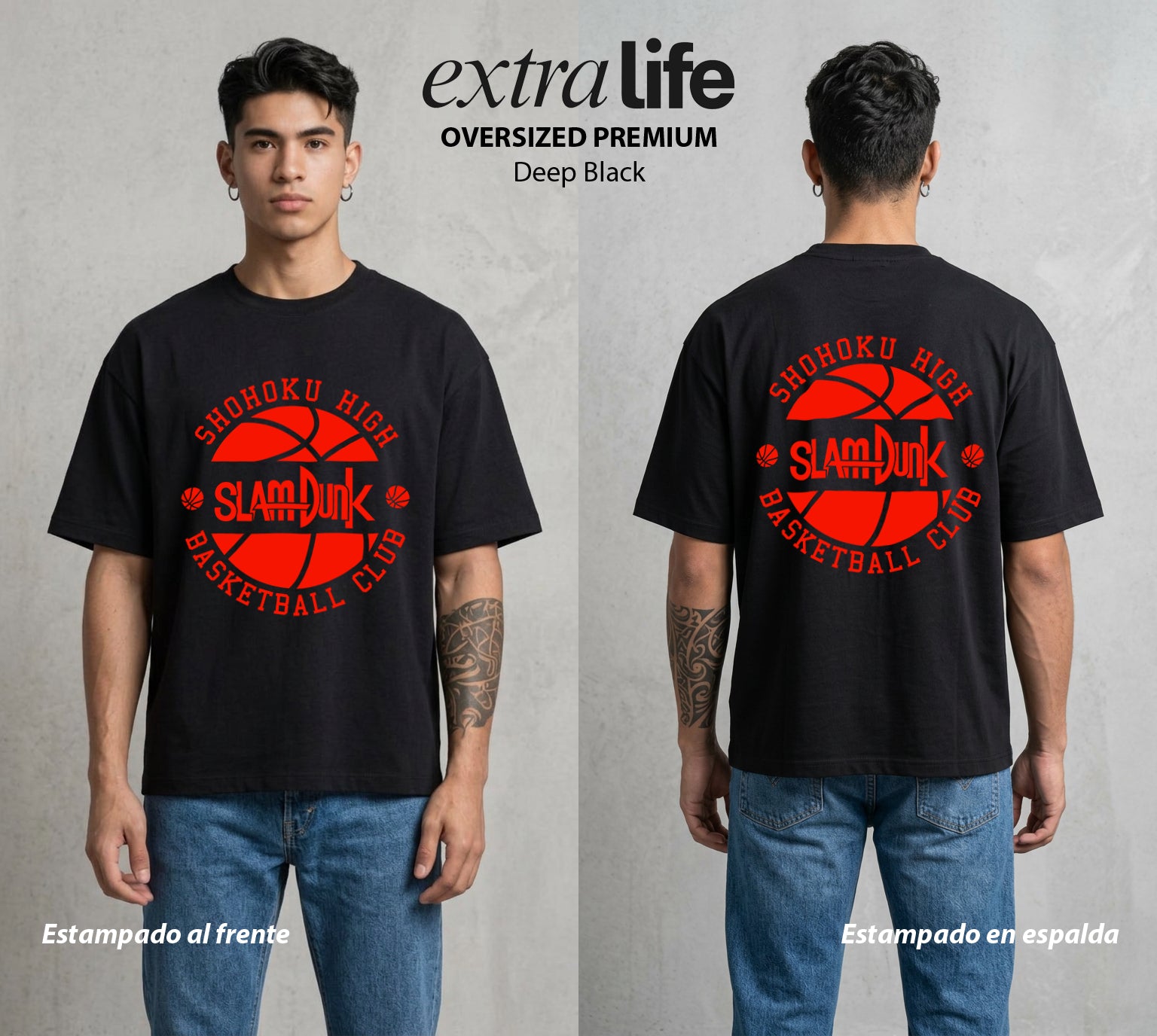 La Cancha del Destino | El Club del Bien #04038 - Playera Oversized Premium | Deep Black - Foto en modelo