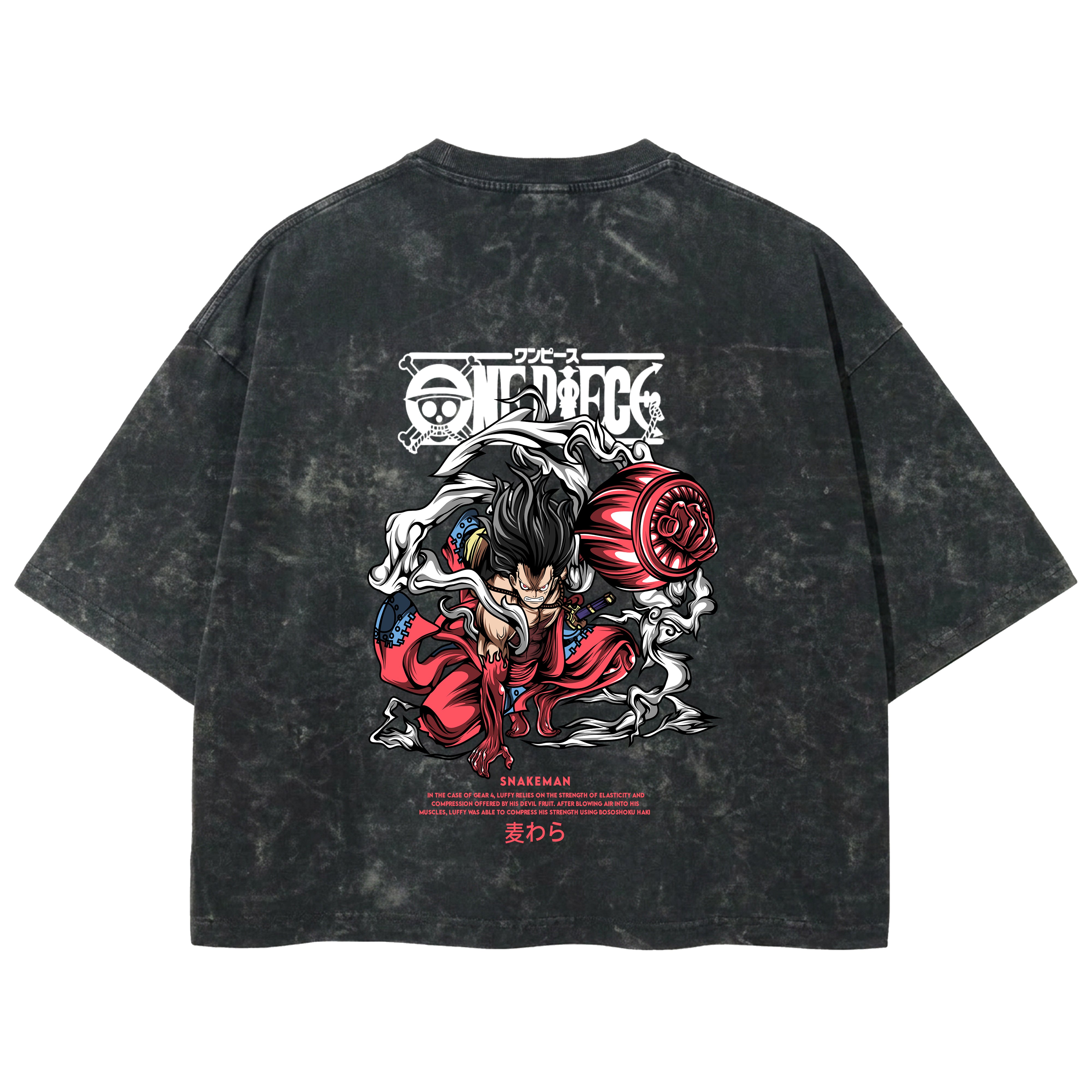 Playera streetwear premium de anime y gaming ExtraLife MX, corte boxy deluxe mineral wash heavyweight en color Acid Wash, moda urbana mexicana de culto.