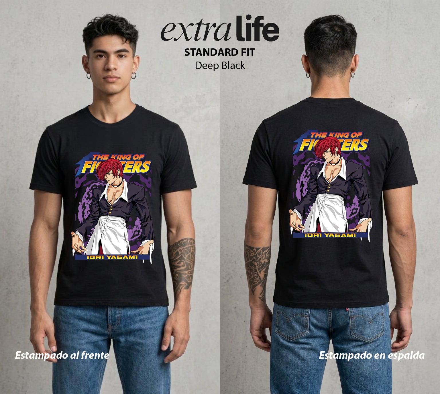 El Torneo del Rey | La Llama del Yagami #04040 - Playera Standard Fit | Deep Black - Foto en modelo