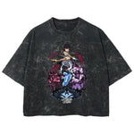 Playera streetwear premium de anime y gaming ExtraLife MX, corte boxy deluxe mineral wash heavyweight en color Acid Wash, moda urbana mexicana de culto.