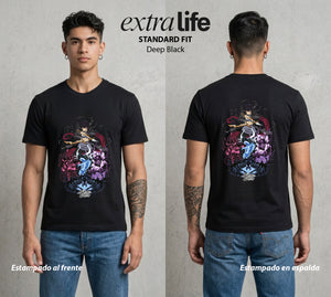 El Cazador Solitario | El Nivel del Bien #04042 - Playera Standard Fit | Deep Black - Foto en modelo