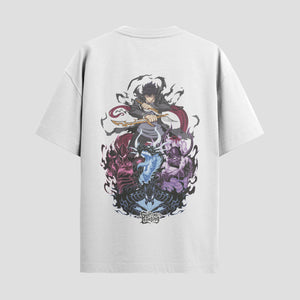 Playera urbana de anime y gaming ExtraLife MX, corte Standard Fit unisex ligero y transpirable en color Deep Black y Pure White, ropa de uso diario para gym y casual.