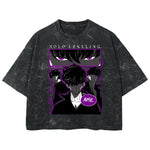 Playera streetwear premium de anime y gaming ExtraLife MX, corte boxy deluxe mineral wash heavyweight en color Acid Wash, moda urbana mexicana de culto.