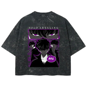 Playera streetwear premium de anime y gaming ExtraLife MX, corte boxy deluxe mineral wash heavyweight en color Acid Wash, moda urbana mexicana de culto.