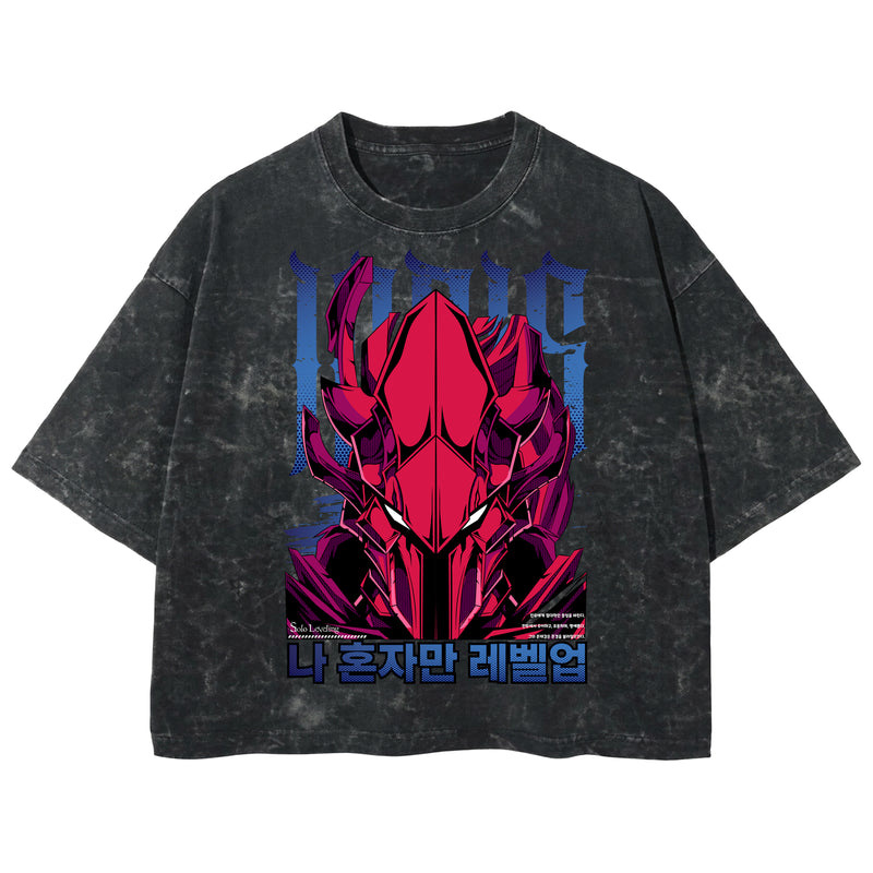 Playera streetwear premium de anime y gaming ExtraLife MX, corte boxy deluxe mineral wash heavyweight en color Acid Wash, moda urbana mexicana de culto.
