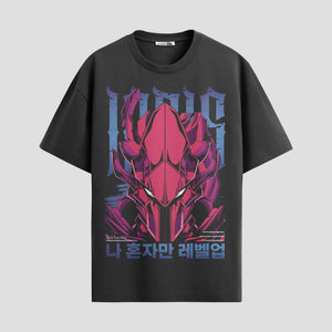 Playera urbana de anime y gaming ExtraLife MX, corte Standard Fit unisex ligero y transpirable en color Deep Black y Pure White, ropa de uso diario para gym y casual.