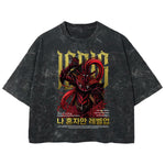 Playera streetwear premium de anime y gaming ExtraLife MX, corte boxy deluxe mineral wash heavyweight en color Acid Wash, moda urbana mexicana de culto.