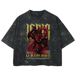 Playera streetwear premium de anime y gaming ExtraLife MX, corte boxy deluxe mineral wash heavyweight en color Acid Wash, moda urbana mexicana de culto.