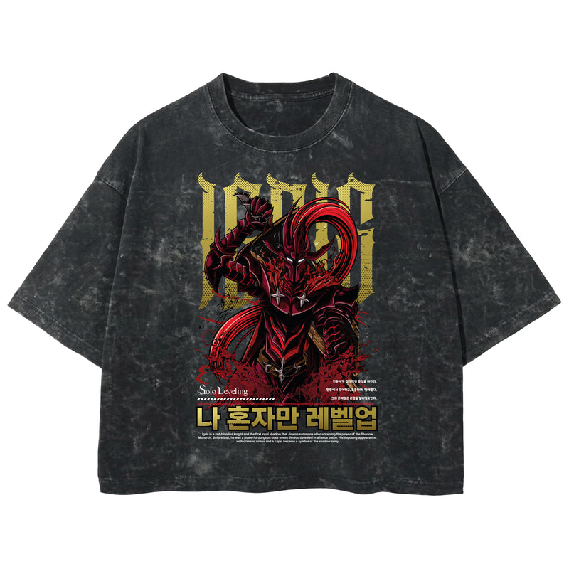 Playera streetwear premium de anime y gaming ExtraLife MX, corte boxy deluxe mineral wash heavyweight en color Acid Wash, moda urbana mexicana de culto.