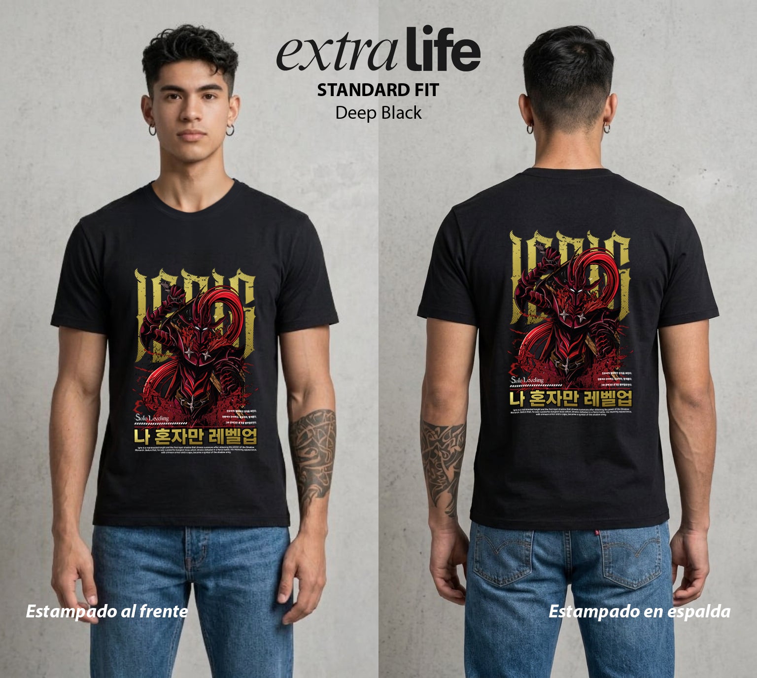 El Cazador Solitario | La Lealtad del Bien #04045 - Playera Standard Fit | Deep Black - Foto en modelo