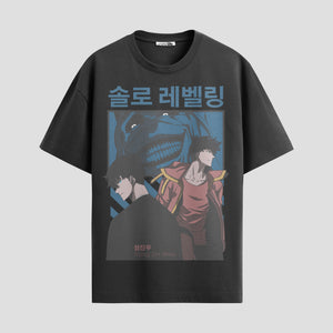 Playera urbana de anime y gaming ExtraLife MX, corte Standard Fit unisex ligero y transpirable en color Deep Black y Pure White, ropa de uso diario para gym y casual.