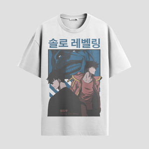 Playera urbana de anime y gaming ExtraLife MX, corte Standard Fit unisex ligero y transpirable en color Deep Black y Pure White, ropa de uso diario para gym y casual.
