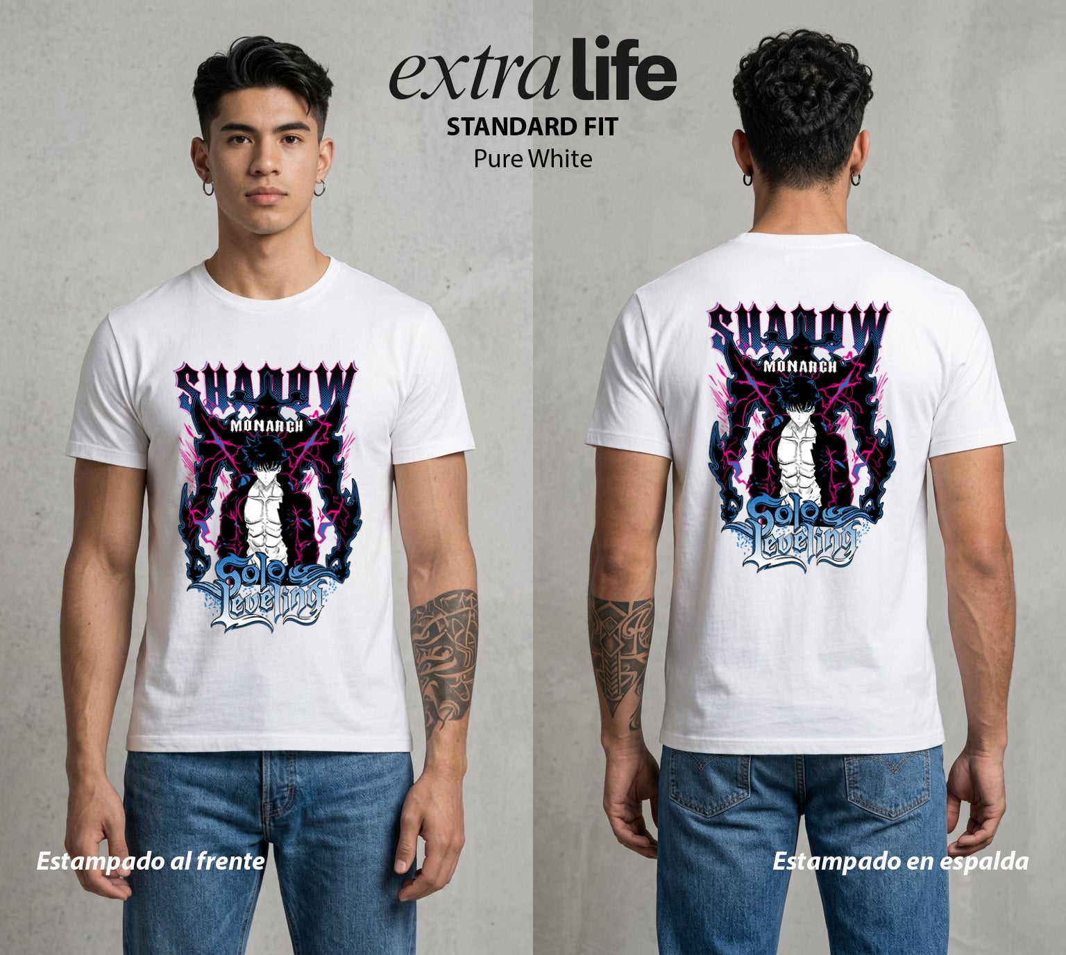 El Cazador Solitario | El Monarca de las Sombras #04049 - Playera Standard Fit | Pure White - Foto en modelo